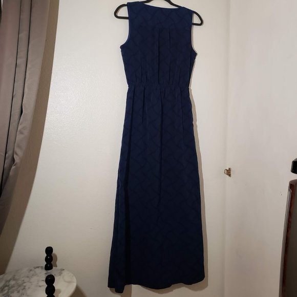 NEW Women's long Sleeveless polo Dress Maxi Size Small  Blue Black S Geometric - Picture 9 of 10